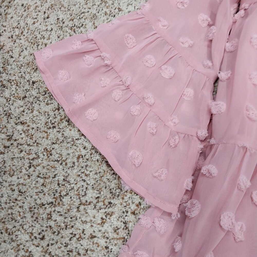 3594 Size Medium Pink Swiss Dot Tunic/ Lined. - Picture 2 of 6